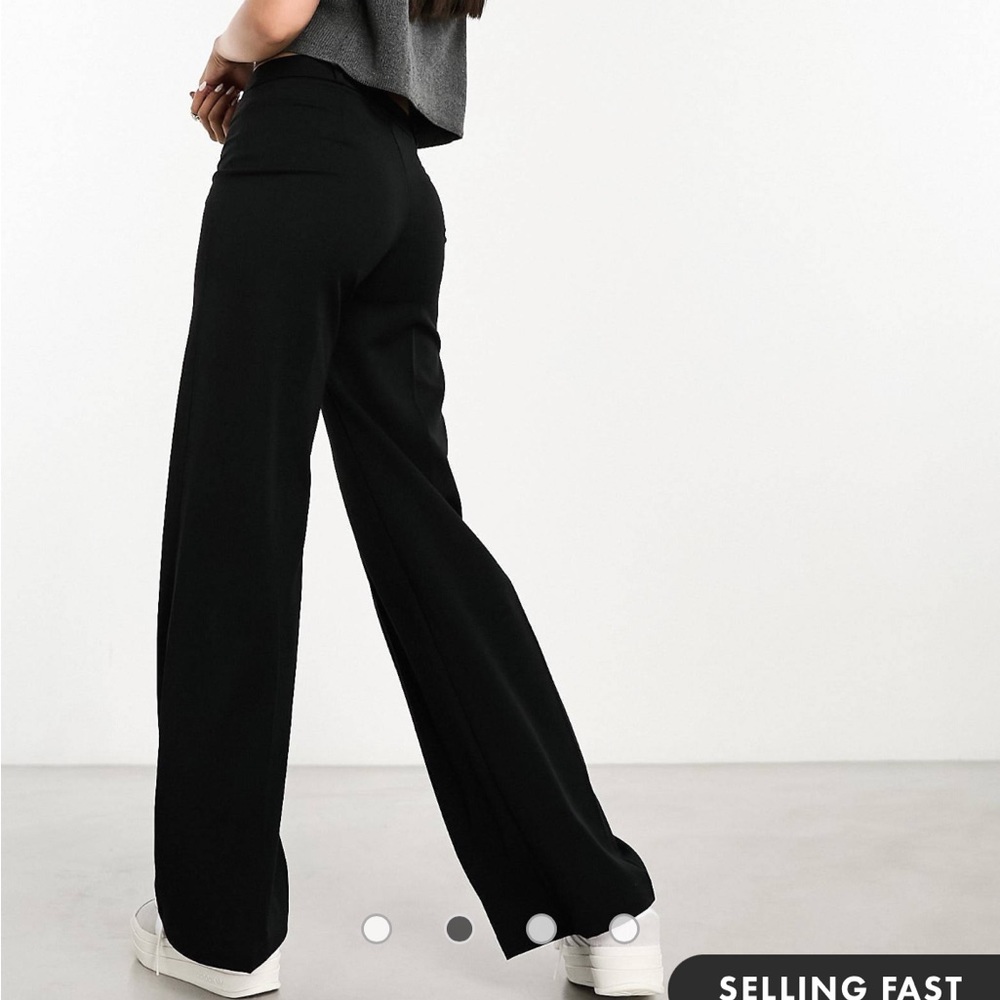 Bershka wide leg slouchy dad tailored pants in black